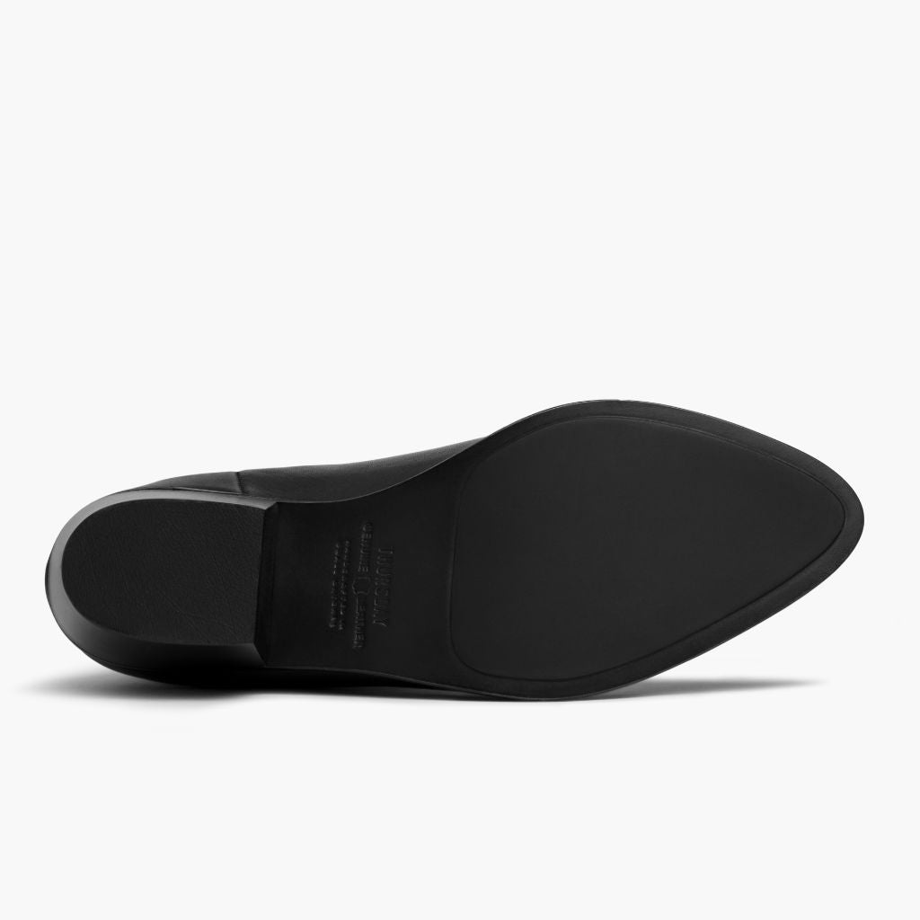 High-Traction Rubber Outsole & Lug Tread Pattern on Dreamer Bootie E zezë Çizme lëkure për Femra