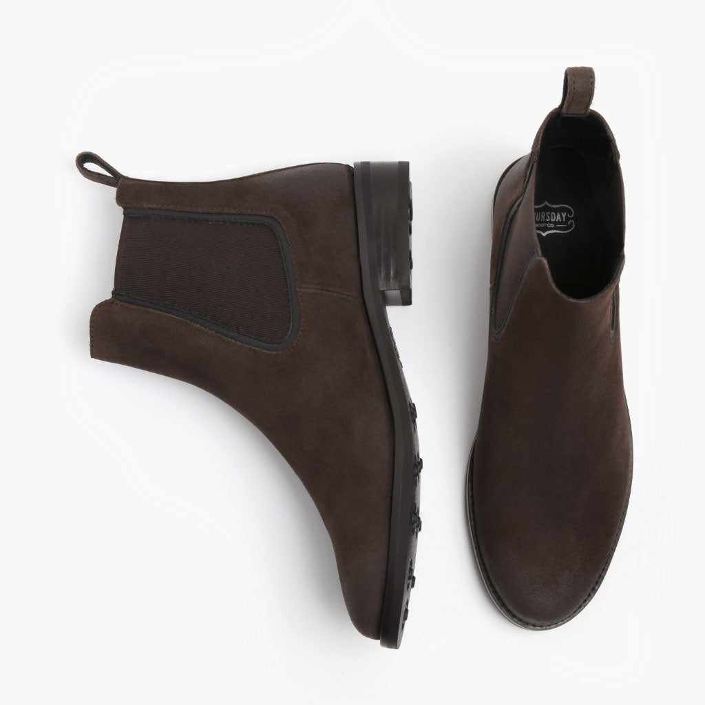 Duchess Dark Kafe Suede Çizme lëkure për Femra - Pjesë e pasme e thembrës e përforcuar dhe qepje dyshe precize