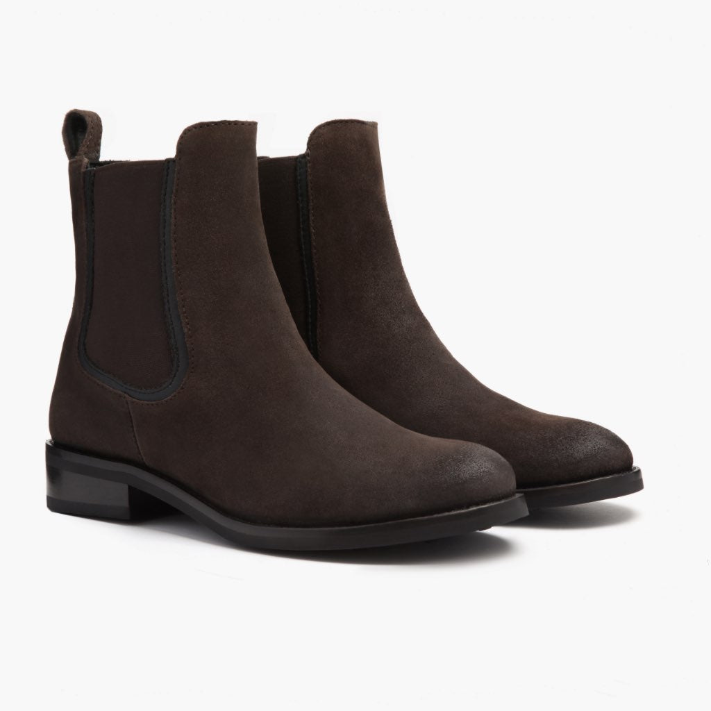 Dark Brown Goatskin Suede Leather Boots - Strukturë e qepur Goodyear welt dhe maja e këpucës