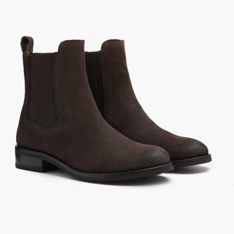 Duchess Dark Kafe Suede Leather Boots për femra