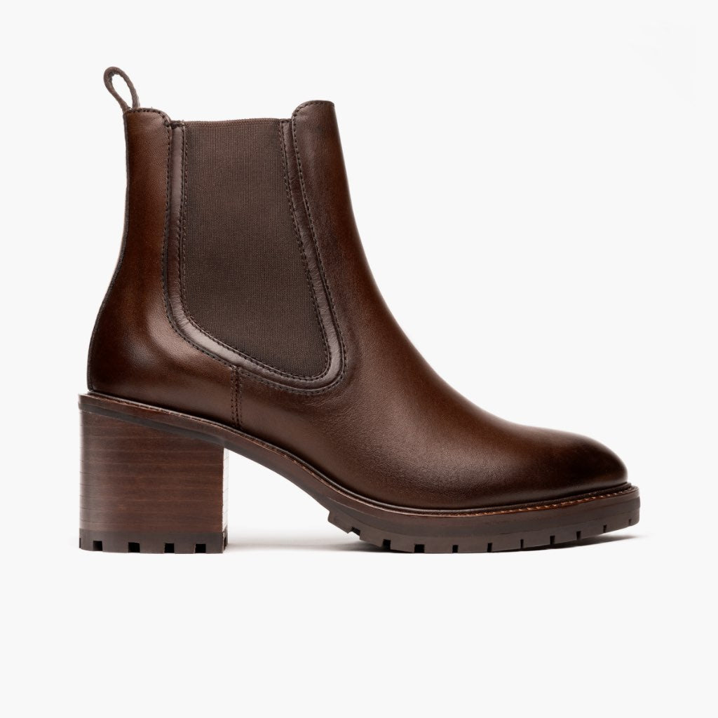 Knockout Chocolate Çizme lëkure për Femra in Chocolate Full-Grain Leather - Pamje anësore | Bli online