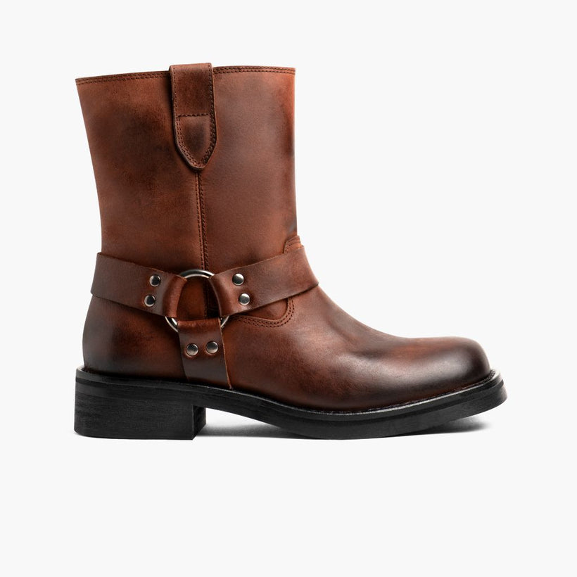 Outlaw Rust Kafe Leather Boots për femra