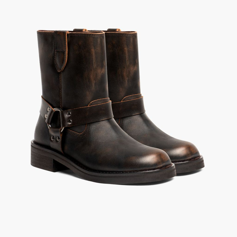 Outlaw Vintage Kafe Leather Boots për femra