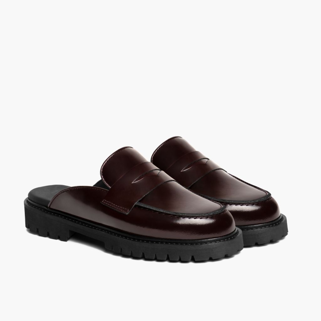 Penny Mule Burgundi Çizme lëkure për Femra in Burgundy Full-Grain Leather - Pamje anësore | Bli online