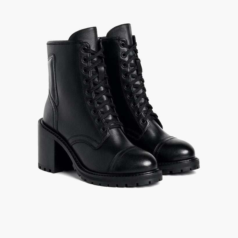 Rebel E zezë Leather Boots për femra