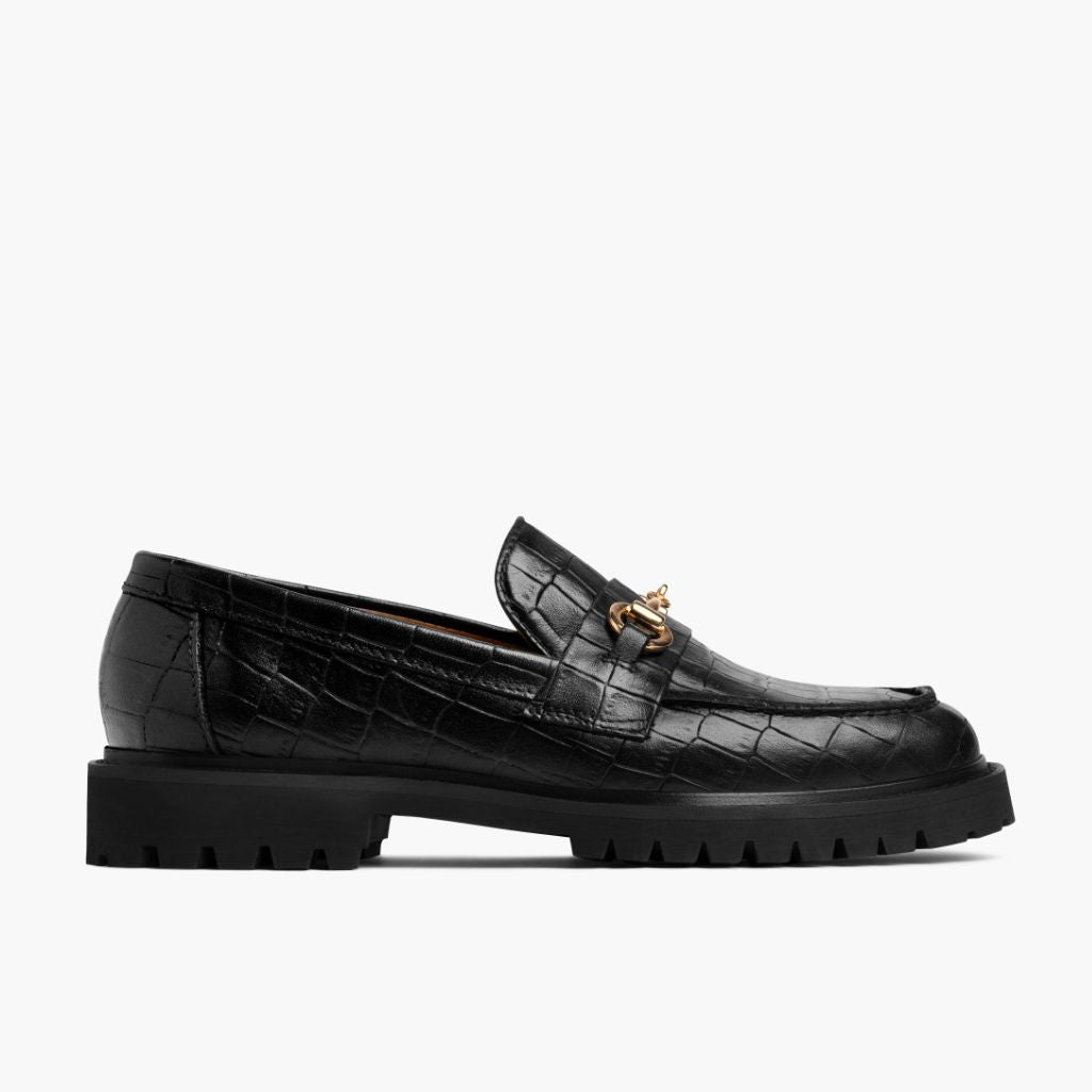 Black Full-Grain leather Loafers - Strukturë e qepur Goodyear welt dhe maja e këpucës
