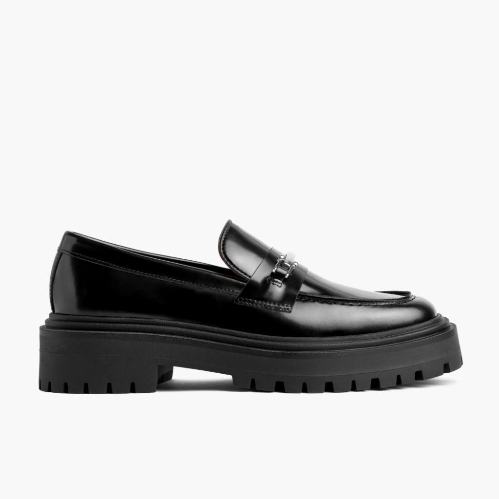 Black Full-Grain leather Loafers - Strukturë e qepur Goodyear welt dhe maja e këpucës