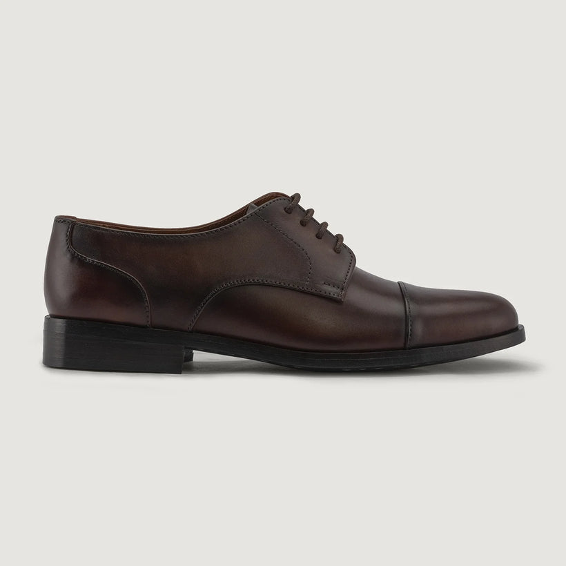 Attorney Derby Burnished Kafe Leather Shoes - StudGuard për meshkuj