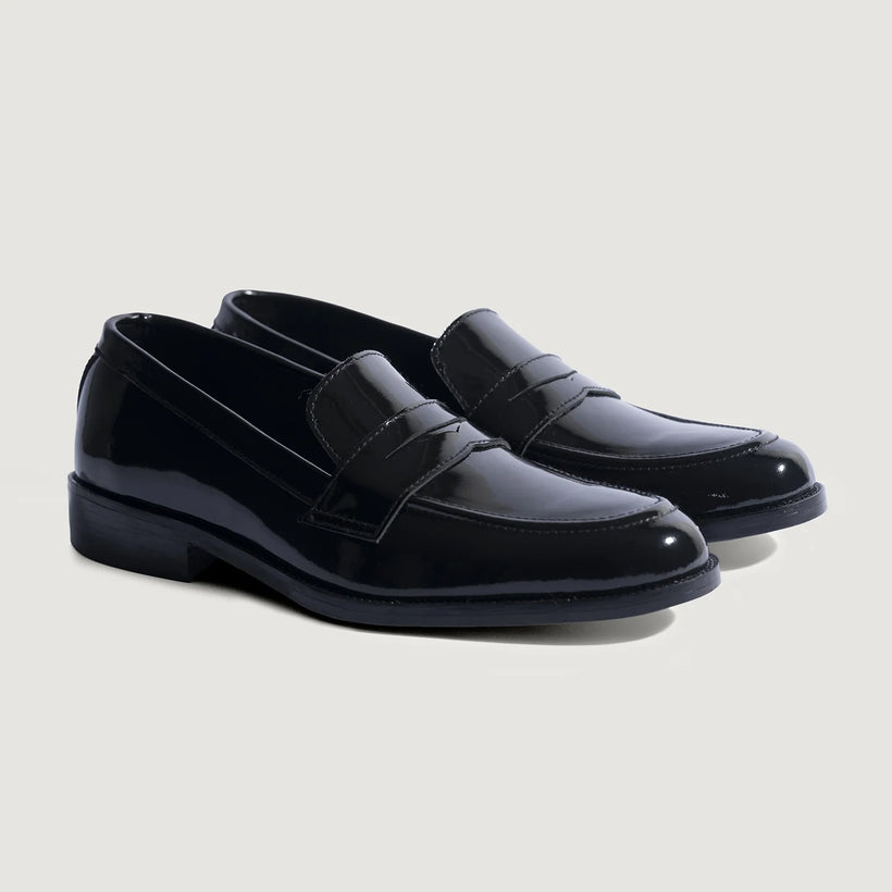 Baxton E zezë Patent Leather Loafers për meshkuj