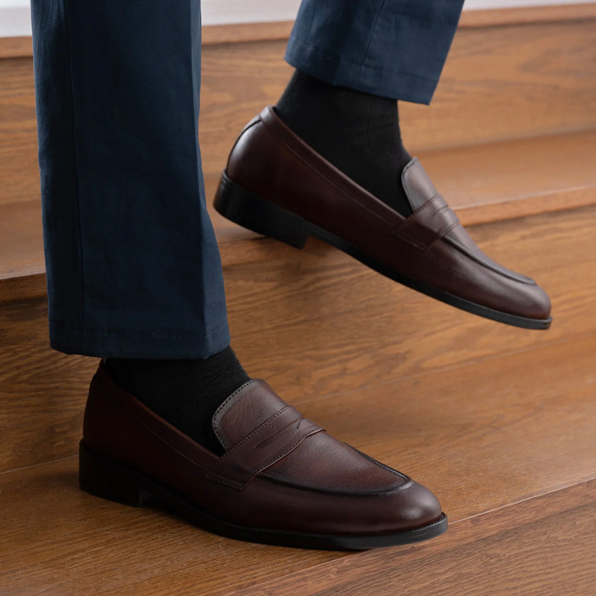 Orlaven Baxton Burnished Kafe Mokasina lëkure për Meshkuj footwear image 9