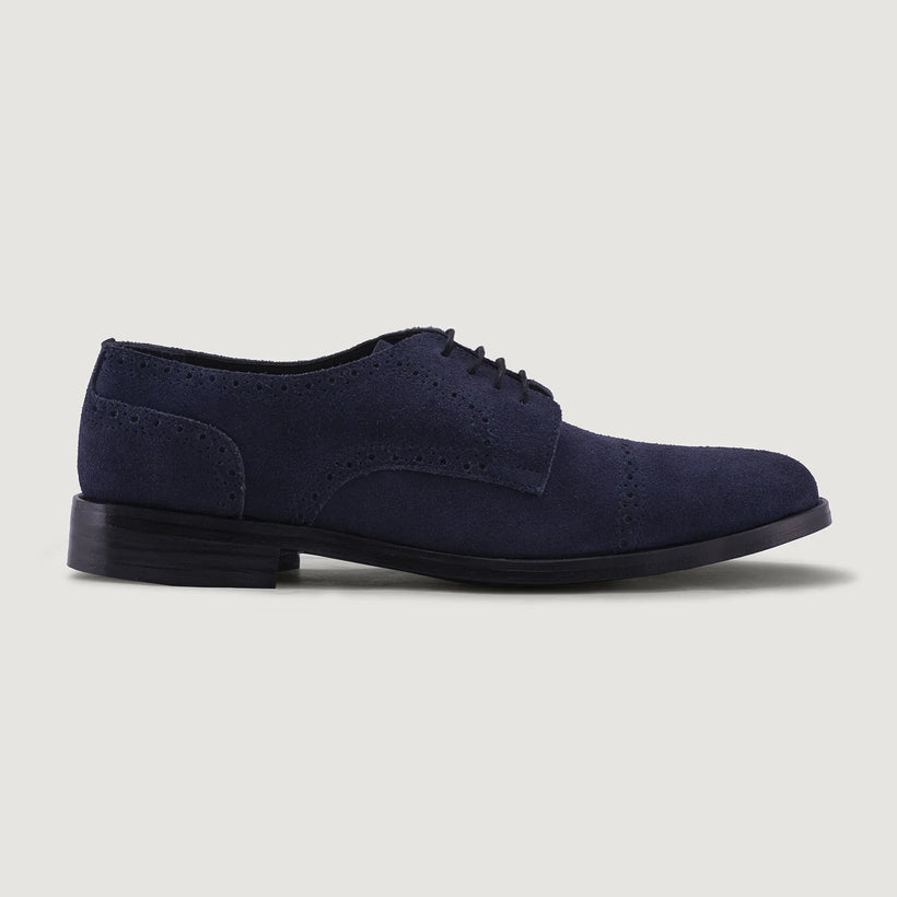 Dirk Brogues Derby Blue Suede Leather Shoes - StudGuard për meshkuj