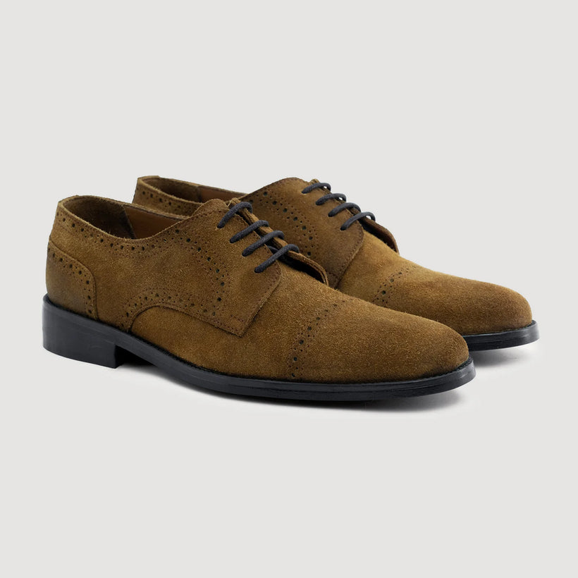 Dirk Brogues Derby Kafe Suede Leather Shoes - StudGuard për meshkuj