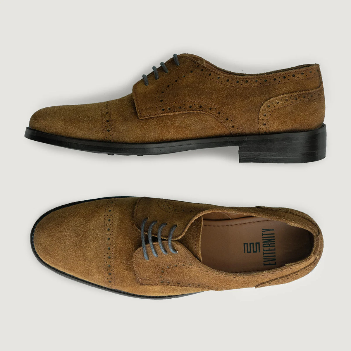 Dirk Brogues Derby Brown Suede Leather Shoes StudGuard For Men - Pjesë e pasme e thembrës e përforcuar dhe qepje dyshe precize