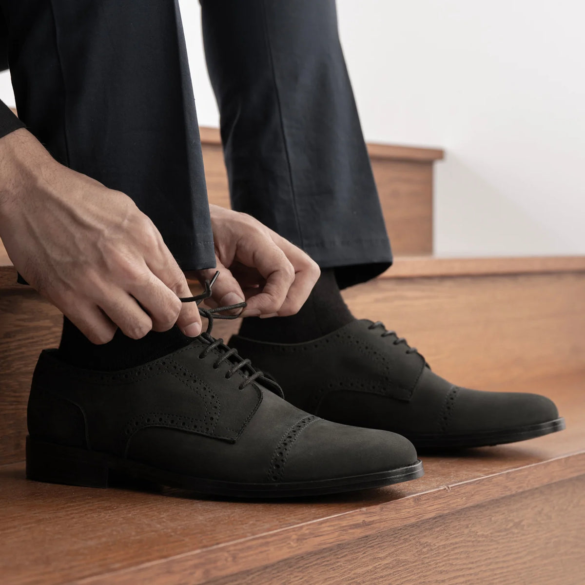 Orlaven Dirk Brogues Derby Matte E zezë Nubuck Këpucë lëkure - StudGuard për Meshkuj footwear image 10