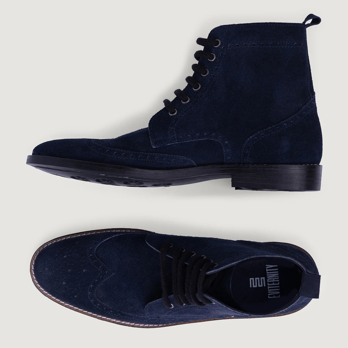 Duster Brogues Blue Suede Leather Boots StudGuard For Men - Pamje anësore me prerje ergonomike të mëngëve