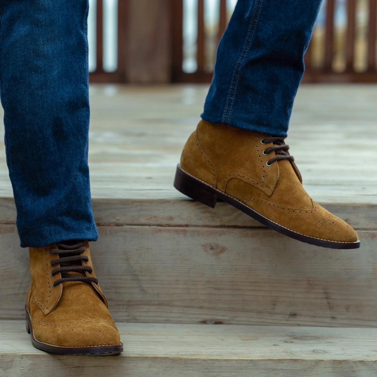 Orlaven Duster Brogues Derby Kafe Suede Çizme lëkure - StudGuard për Meshkuj footwear image 9