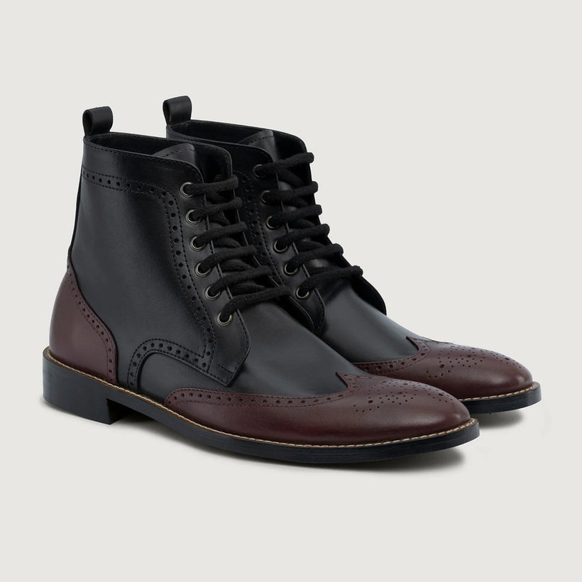 Duster Brogues Derby Vishnje E zezë Çizme lëkure - StudGuard për Meshkuj