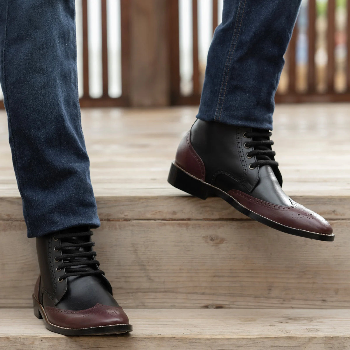 Orlaven Duster Brogues Derby Vishnje E zezë Çizme lëkure - StudGuard për Meshkuj footwear image 9