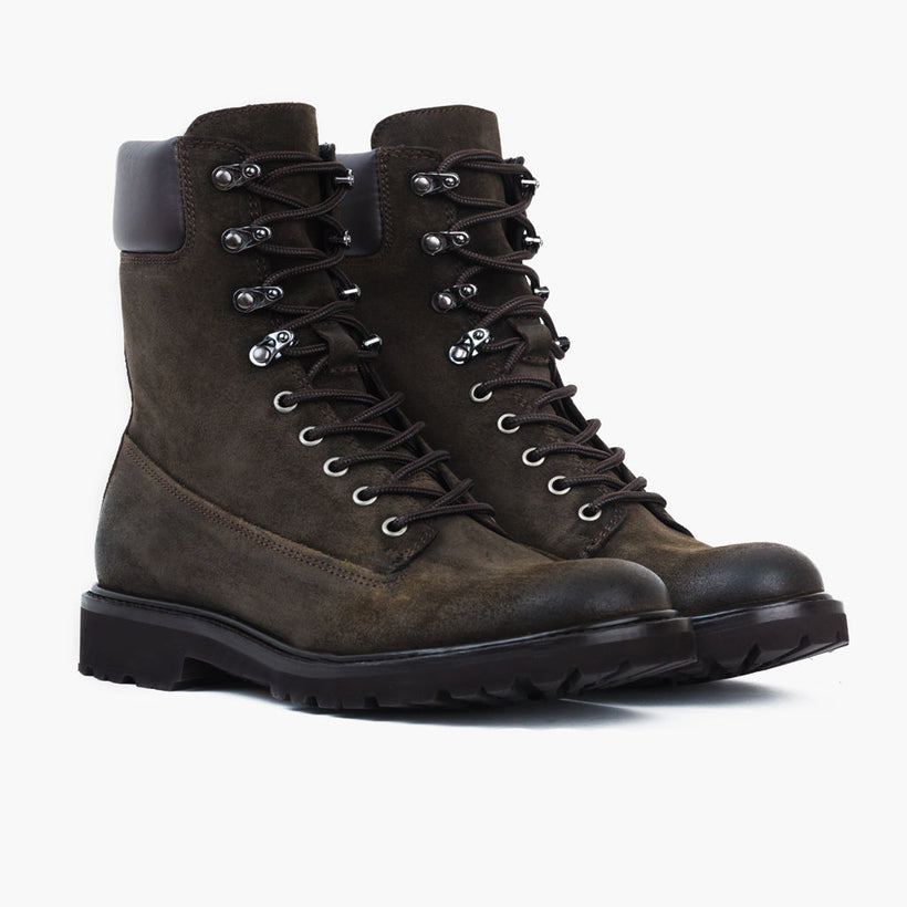 Explorer Dark Olive Suede Leather Boots për meshkuj