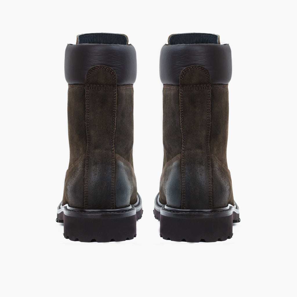 Explorer Dark Olive Suede Çizme lëkure për Meshkuj - Pjesë e pasme e thembrës e përforcuar dhe qepje dyshe precize