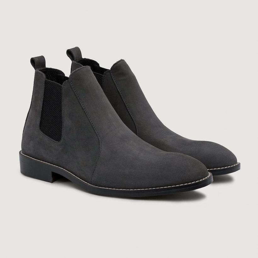 Clarkson Chelsea Grey Nubuck Leather Boots - StudGuard për meshkuj