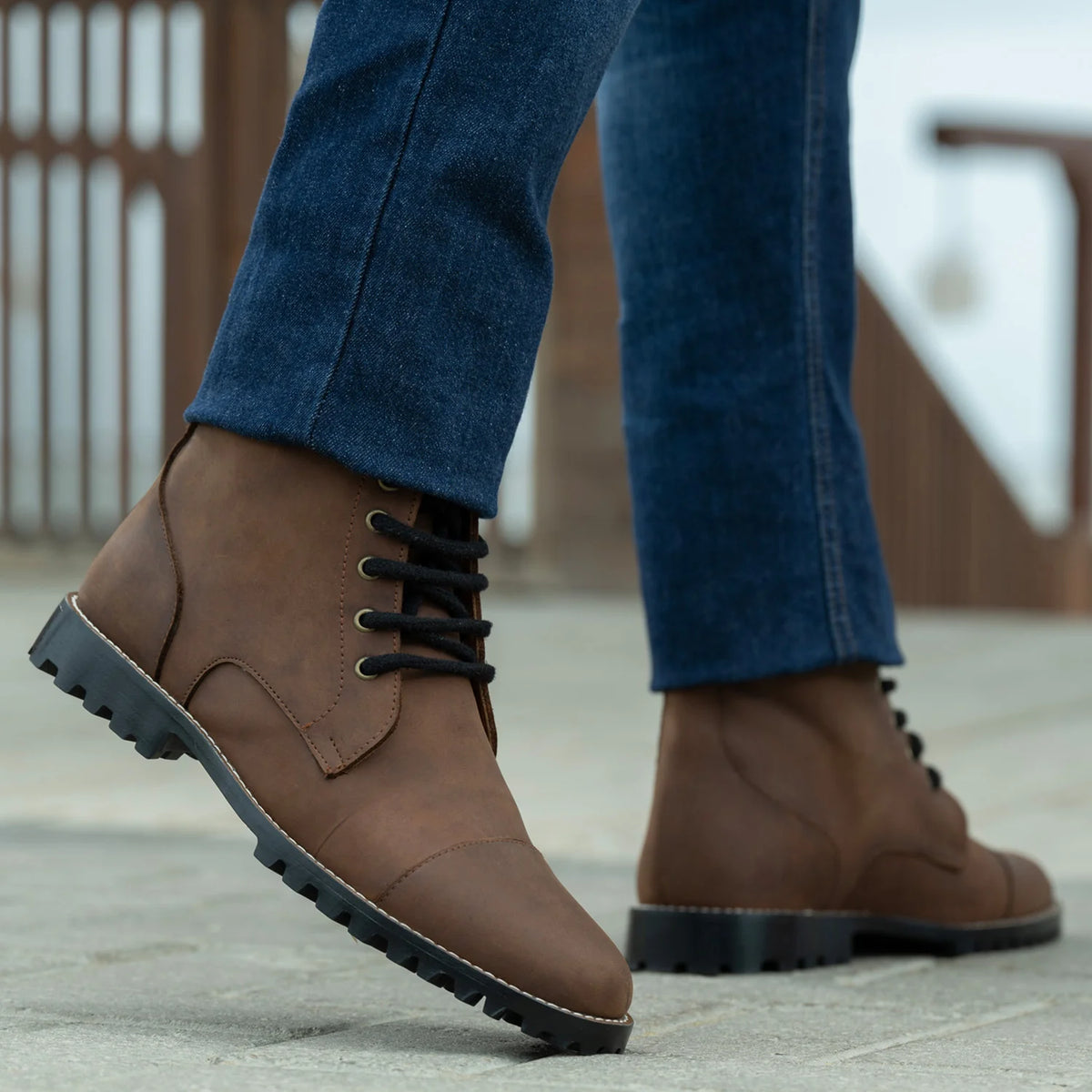 Orlaven Knight Derby Waxed Kafe Pullup Çizme lëkure - TerraGrip për Meshkuj footwear image 9