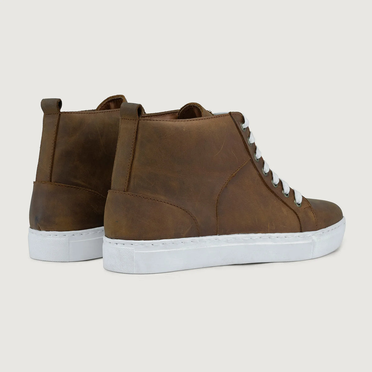 Marty High Top Burnt Copper Pullup Atlete lëkure për Meshkuj For Men - Pjesë e pasme e thembrës e përforcuar dhe qepje dyshe precize