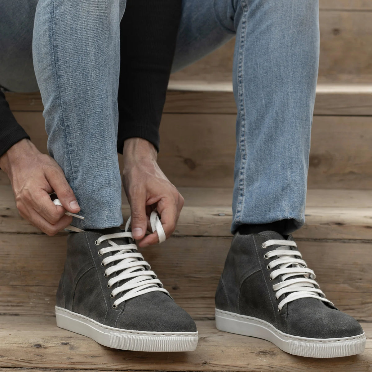 Orlaven Marty High Top Grey Suede Atlete lëkure për Meshkuj footwear image 10