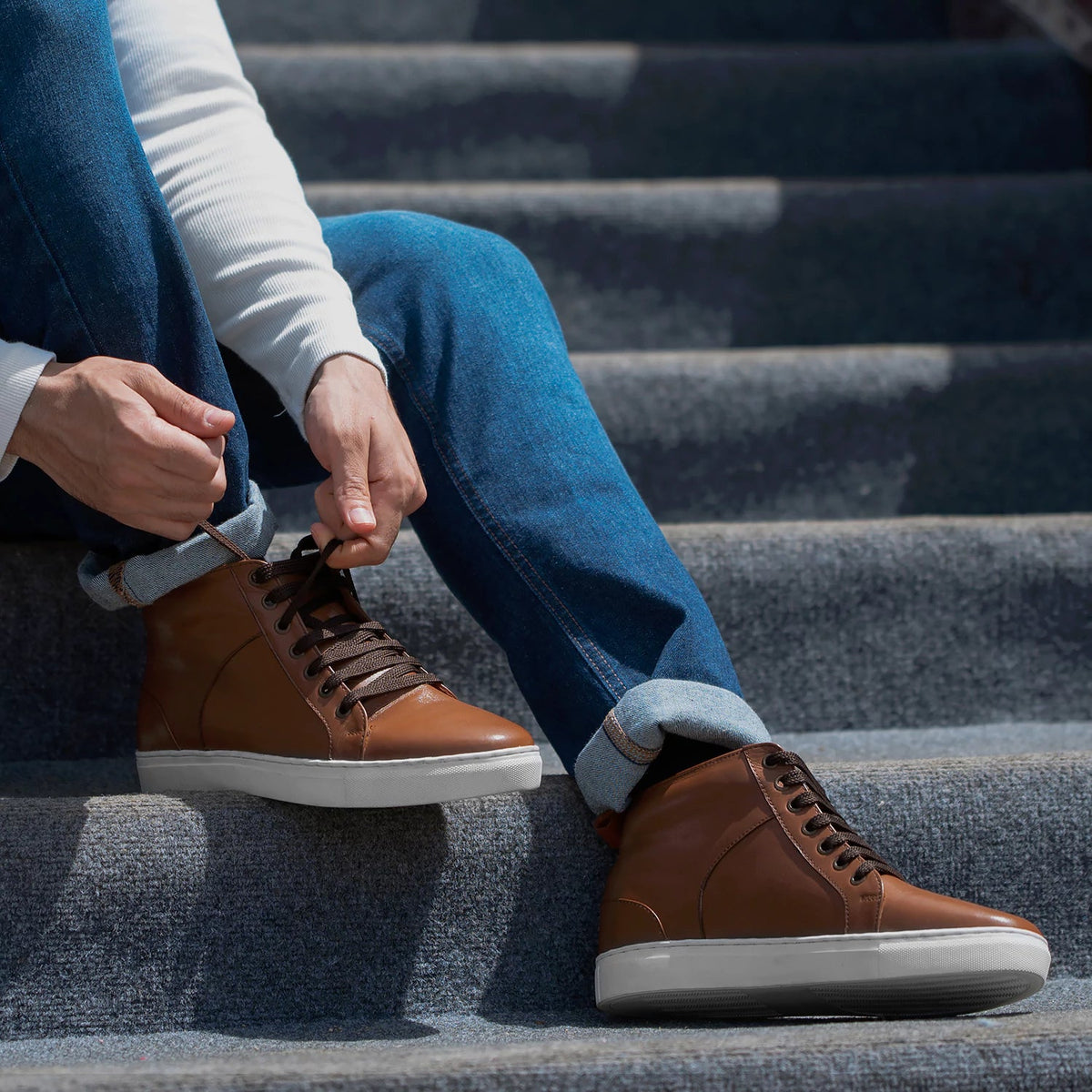 Orlaven Marty High Top Kafe e çelët Atlete lëkure për Meshkuj footwear image 10