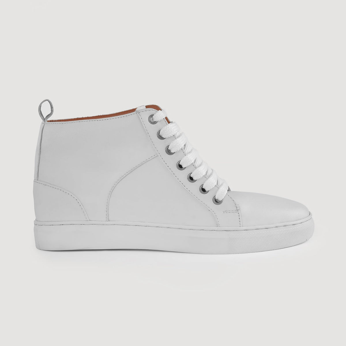 White Full-Grain leather Sneakers - Strukturë e qepur Goodyear welt dhe maja e këpucës