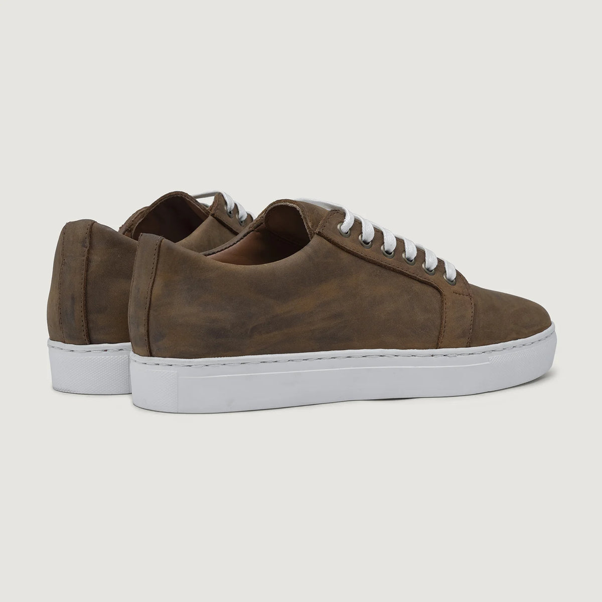 Burnt Copper Full-Grain leather Sneakers - Strukturë e qepur Goodyear welt dhe maja e këpucës