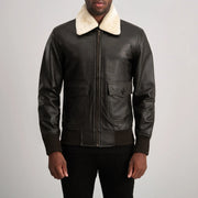 
Detaje nga afër of Shirt with Removable Fur & Zipper Hardware on Airin G-1 Kafe & Cream Xhaketë Bomber Lëkure për Meshkuj