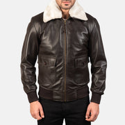 
Detaje nga afër of Shirt with Removable Fur & Zipper Hardware on Airin G-1 Kafe Xhaketë Bomber Lëkure për Meshkuj