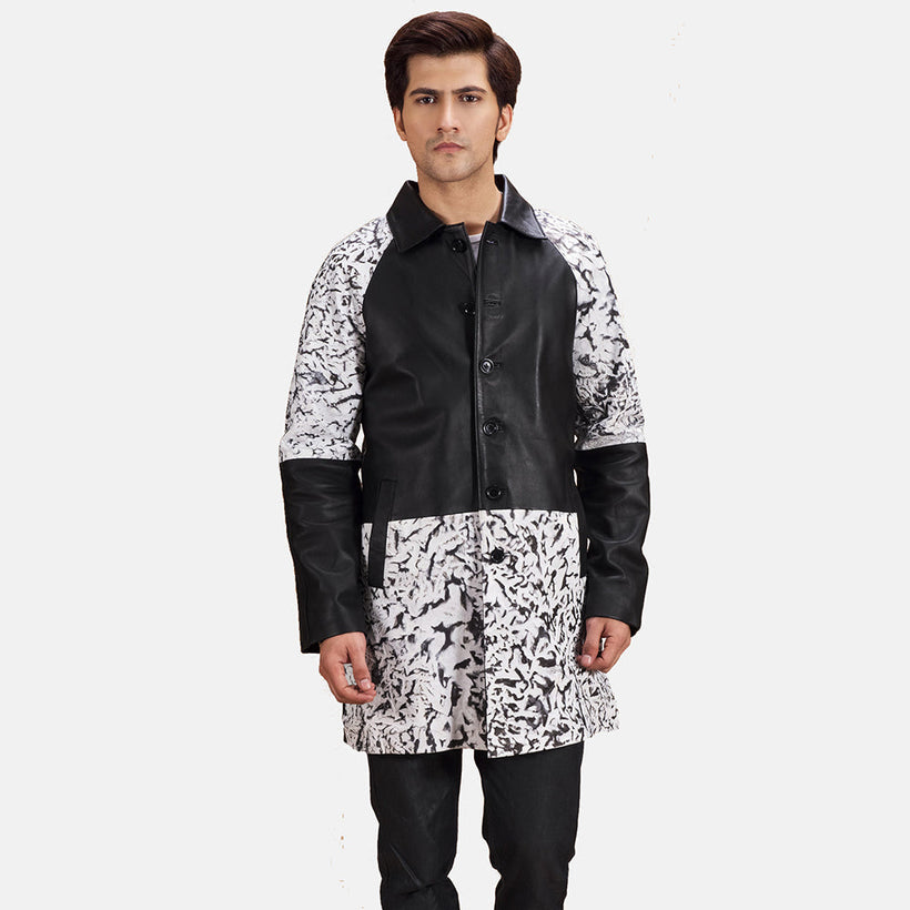 Artistry E zezë Dye Leather Coat për meshkuj