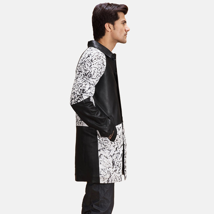 Artistry E zezë Dye Leather Coat për meshkuj