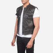 
Brown Sheepskin Leather Biker Jacket - Pamje e pasme me supe të theksuara dhe buzë të pastër