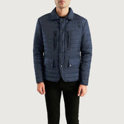 Bo Quilt Windbreaker Xhaketë lëkure për meshkuj - Lateral Side Profile View Showing Sleeve Cut &amp; Athletic Taper Fit