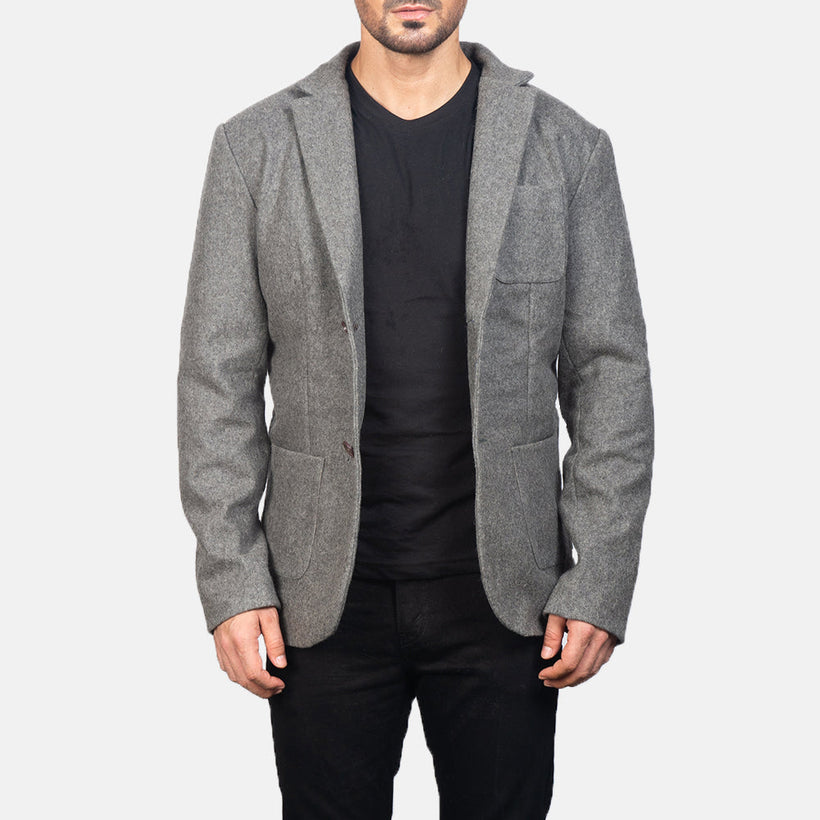 Borges Grey Wool Blazer për meshkuj