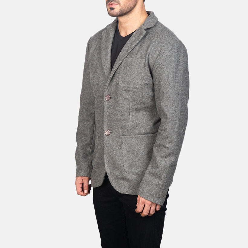 Borges Grey Wool Blazer për meshkuj