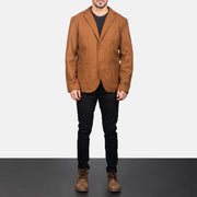 
Khaki Wool Blazer - Pamje anësore me prerje ergonomike të mëngëve