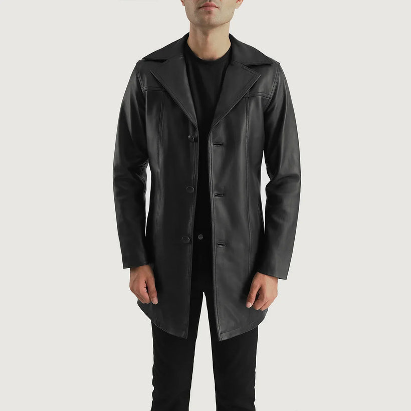 Brawnton E zezë Leather Coat për meshkuj