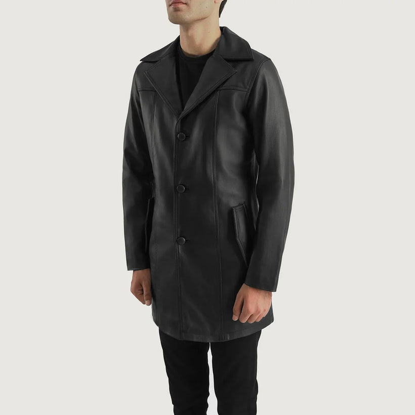 Brawnton E zezë Leather Coat për meshkuj