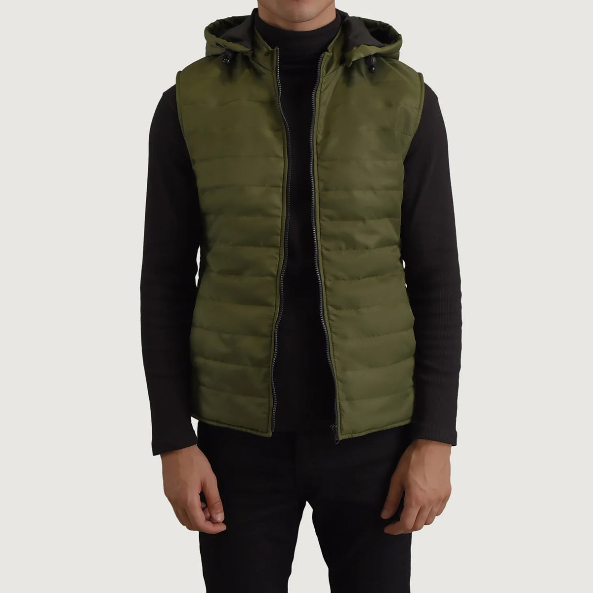 
Carlo E gjelbër Jelek me kapuç i ngrohtë për Meshkuj in Green Full-Grain Leather - Pamje ballore dhe siluetë e përshtatur | Bli online