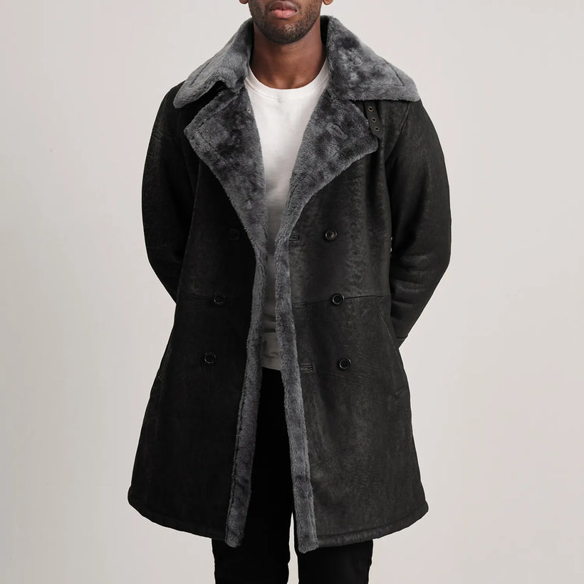 Charles Coat Kafe Shearling Coat për meshkuj