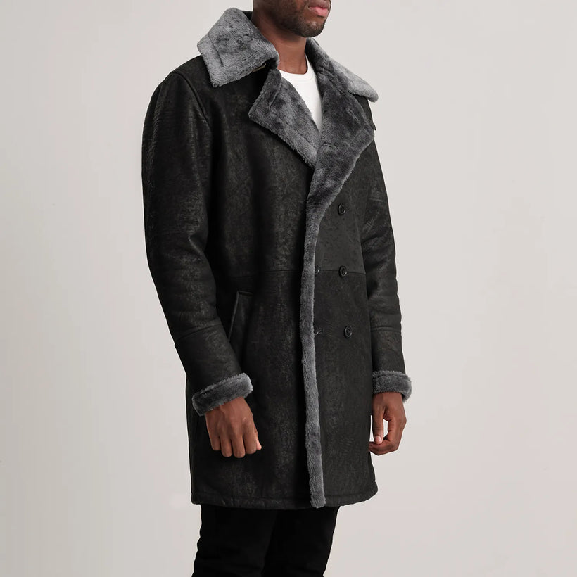 Charles Coat Kafe Shearling Coat për meshkuj