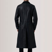 
Detaje nga afër of Notch & Button Hardware on Charlton E zezë Leather Single Breasted Pallto Lëkure për Meshkuj For Men