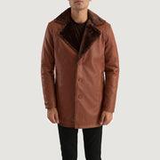 
Cinnamon Kafe Leather Fur Pallto Lëkure për Meshkuj in Brown Sheepskin Burnishing - Pamje ballore dhe siluetë e përshtatur | Bli online