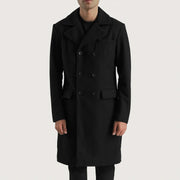 
Claud Black Wool Double Breasted Coat in Black Synthetic Wool - Pamje ballore dhe siluetë e përshtatur | Bli online
