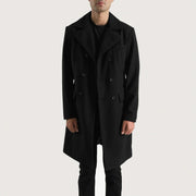 
Detaje nga afër of Notch & Button Hardware on Claud Black Wool Double Breasted Coat
