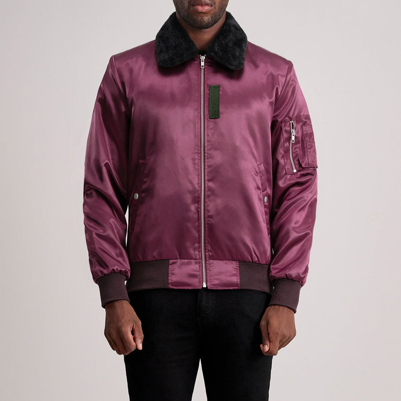 Clyde B-15 Maroon Xhaketë bomber lëkure për meshkuj